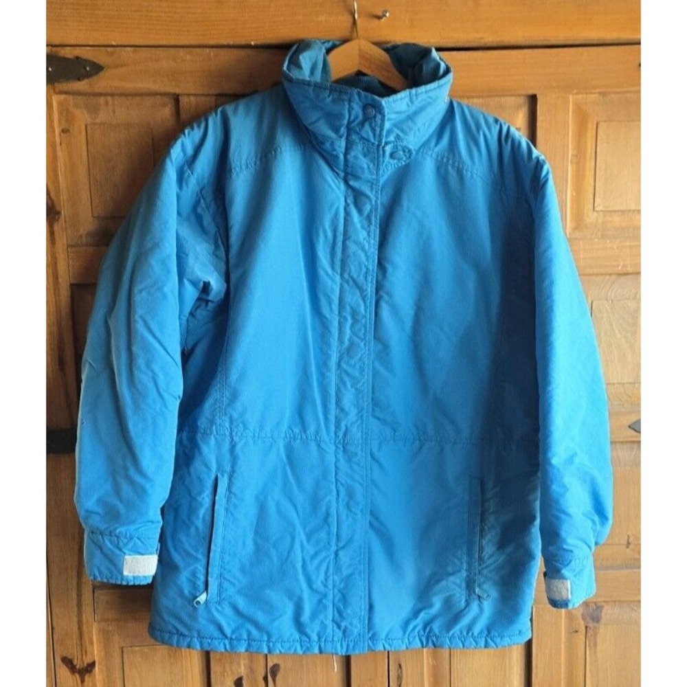 Vintage Woolrich Field Jacket Womens Large Blue Lined Dupont Certified Made USA